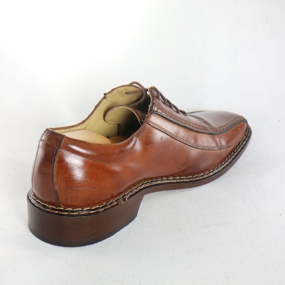 STACY ADAMS Cognac Leather Bicycle Toe Oxfords - Picture 4 of 8